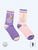 Jacquard Cotton Socks 2-Pair    Unisex Anywear Mens Women’s Sweet Cute BRIGHT MOON Purple Beige 2 Pairs A Lot Ankle Length Sock For Autumn Winter Trending for Woman Man