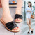 Flat Heel Leather Sandals Women's Summer Fashion Outdoor Slipper Casual non-slip floral soft sandal Slippers Trending for Woman in Black