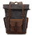 Oil-Waxed Canvas Backpack  Unisex Anywear Men's Women’s Vintage Style Leather Belts Large Capacity Unisex Hiking Bags Multi-Function Travel Backpacks In Army Green