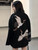 Yukata Kimono Cardigan  Women’s Coat Fashion Japanese Summer Thin Loose Crane Birds print Travel Outer Garment Japan Outerwear Black Kimonos Cardigans Trending for Woman