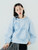 Boatneck Ruffled Top  Women’s Japanese Original Design Crewneck Light Blue Stripe Long Sleeve Shirt Round Neck Pullover Blouse Flower Splice Cotton Versatile Japan Tops Striped Blouses Trendy for Woman  Wear