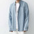 Denim Button-Collar Shirt   Mens Solid Turn-down Collar Leisure Loose Korean Fashion Male Jeans Long Sleeve Streetwear Plus Size Korea Shirts for Man in Light Blue