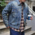 Distressed Denim Jacket   Mens Jeans Selvedge Motorcycle American Casual Wear Jackets Outerwear Trendy for Man in blue