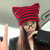 Little Devil Striped Hat  Women’s Y2K Beanie Ins Stripe Knitted Wool Pom Pom Cap Autumn and Winter Cute Cat Ears Pointed Pullover Beanies Hats Headwear for Woman in Red White Little Devil Striped Hat  Women’s Y2K Beanie Ins Stripe Knitted Wool Pom Pom Cap Autumn and Winter Cute Cat Ears Pointed Pullover Beanies Hats Headwear for Woman in Red White
