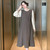 Boatneck Maternity Dress   Women’s Spring Summer Full Sleeve Loose Plus Size Skirt Crew Neck Pregnancy Full Plus Size Dresses Trendy for Woman in Khaki Boatneck Maternity Dress   Women’s Spring Summer Full Sleeve Loose Plus Size Skirt Crew Neck Pregnancy Full Plus Size Dresses Trendy for Woman in Khaki