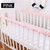 Crib Bumper 2-Piece    2 pcs/set Plain Color Cot Bumpers Thickened Baby Bedside Rail Protective Bar Anti-collision Barrier Cover For Infant Protection Strip in Pink