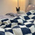 Throw Blanket    Nordic soft waxy checkerboard knitted single sofa cover thin section air-conditioning small checkered blankets in Blue Throw Blanket    Nordic soft waxy checkerboard knitted single sofa cover thin section air-conditioning small checkered blankets in Blue