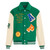 Patchwork Varsity Jacket  Mens Letter Embroidery Fashion College Unisex Wool Baseball Jackets Winter Outfits Plus Size Cotton Outerwear for Man in Green