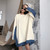 Maternity Crewneck Fleece Sweatshirt Women’s Large Big Size Loose Clothing Long Sleeve Female Tops Ladies Stitching Sweaters Skirt for Woman in Dusk Blue Cream