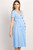 Maternity Dress in Cotton  Women’s Summer Fashion Leisure Button-Down Double Pocket Plus Size Clothing Pregnancy Dresses for Pregnant Woman in Blue