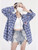 Plaid Check Shirt Women’s Blue Single Breasted Long Sleeve Korean Fashion Oversize Button Up Outwear Ladies Plus Size Checkered Shirts for Style trend Woman