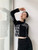 Crewneck Long Sleeve Crop Top  women’s Black Bodycon Blouse Patchwork Tshirt Contrast Stitch Casual T Shirt Knitwear Tops Blouses for Woman