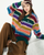 Rainbow Stripe Cardigan  Women’s Multicolor Sweater Outerwear Fashion Vintage Leisure Lazy Wind Winter Thicken Warm Long Sleeve Knitting Coat Cardigans Sweaters for trending Woman