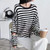 Striped Cutout Retro Sweater   Women’s Autumn Winter Round O-Neck Crewneck Pullovers Oversized Fashionable Elegant Wild Tops Sweaters for Woman in Black white