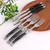 Stainless Steel Steak Knives And Forks  Set Of 6 Full Tang Laguiole Steel Cutlery Dinner Sets With Black ABS Handle Fashion Flatware Tableware Stainless Steel Steak Knives And Forks  Set Of 6 Full Tang Laguiole Steel Cutlery Dinner Sets With Black ABS Handle Fashion Flatware Tableware