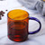 Colored Glass Coffee Cup  380ml Nordic Household Heat Resistant Mug Juice Drinking Mugs Tea Water Glasware Cup with Handle Drinkware Glases in trendy Amber brown Blue