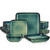 Square Dinner Set 16-Piece  Stern Kiln Change Glaze Tableware 16 Pieces Kitchen Dinnerware Ceramic Crockery Set for 4 Person In trendy Green Square Dinner Set 16-Piece  Stern Kiln Change Glaze Tableware 16 Pieces Kitchen Dinnerware Ceramic Crockery Set for 4 Person In trendy Green
