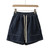 Classic Denim Shorts   Women’s Vintage Dark Blue Summer Draw String High Rise Waist Casual Basic short Pants with Pockets Above Knee Jeans for Woman