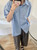 Oversized Cotton Shirt    Women’s Short Sleeve 100% Linen Blouse Summer Female Pure Loose Casual Top Front Short Back Long Shirts for Woman in Blue