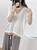 Double-hem Thin-knit Top  Women’s Good Quality Summer Half Sleeve V-Neck Sweater Contrast Color Loose Knitting Casual Tee Shirt Double hem Tops Sweaters for Woman in stylish White Double-hem Thin-knit Top  Women’s Good Quality Summer Half Sleeve V-Neck Sweater Contrast Color Loose Knitting Casual Tee Shirt Double hem Tops Sweaters for Woman in stylish White