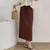 Cotton-Linen Midi Skirt  Women’s Summer Female Solid Drawstring Basic Straight Drawcord Skirts with Pockets for Woman in Burgundy