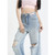 Wide Leg High-Rise Jeans Women’s Worn-out High Rise Waist American Streetwear Wide Leg Pants Fashion Vintage Straight Summer Female Ripped Holed Trousers for Petite Plus size Grunge Woman in Blue