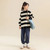 Striped Sweatshirt  Girls Long Sleeve Round O-neck crewneck Spring Autumn Casual T-shirt for Kids Fashion All-match Sweatshirts Teen Children Clothes in Black White Striped Sweatshirt  Girls Long Sleeve Round O-neck crewneck Spring Autumn Casual T-shirt for Kids Fashion All-match Sweatshirts Teen Children Clothes in Black White