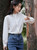Petal Collar Shirt Women’s Spring Long Sleeve Loose Blouse 3D Lace Splicing Four Colors Elegant Chic Tops Plus size Shirts for trendy woman in White