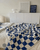 Checkerboard Knit Blanket  Nordic soft waxy knitted single sofa cover thin section air-conditioning small blankets Norway Scandinavia Scandinavian Norwegian Bedding Throws in trending Blue