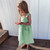 Kids Sleeveless Suspender Dress  Girls' Cotton and Linen with Adjustable Shoulder Straps Summer Casual Pocket Kids Toddlers Dresses in trendy green