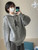 Hooded Rib Sweater   Women’s Star Pullovers Unisex Ins All-match Daily Autumn Creativity Stylish Casual Warm womens plus size grey hoodie jumper Simple Ladies Korean Style Sweaters for Woman in Gray