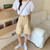 Soft Pleated Shorts khaki Women’s Japan Simple Summer Knee Length Trousers College Teens Unisex Vintage High Rise Waist Loose Plus size womens Japanese Clothing for Woman in light tan brown Soft Pleated Shorts khaki Women’s Japan Simple Summer Knee Length Trousers College Teens Unisex Vintage High Rise Waist Loose Plus size womens Japanese Clothing for Woman in light tan brown