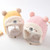 Bear Pattern Ear-Warmer Hat   Anywear unisex Baby Autumn Winter Cute Infant Toddler Cartoon Thickened Plus Velvet Children's Boys And Girls Hats Kawaii Headwear in Yellow Pink