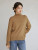 Turtleneck Rib Sweater brown   Women's Mockneck High Collar Vintage womens petite size Autumn Winter Slouchy Soft Waxy Outwear Knitted Full Sleeve Workwear Tops Ribbed Sweaters for trendy woman in light tan camel color