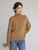 Turtleneck Rib Sweater brown   Women's Mockneck High Collar Vintage womens petite size Autumn Winter Slouchy Soft Waxy Outwear Knitted Full Sleeve Workwear Tops Ribbed Sweaters for trending woman in light tan camel color