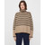 Stripe Splice Turtleneck Sweater  Women's High Neck Wool knitted Classic Striped Spliced woolen Knitwear womens rib pullovers Slouchy Top Autumn Fall Winter Spring commuter workwear Ribbed Sweaters for petite size woman in tan brown with dark coffee-brown stripes