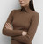 Silk Cashmere Rib Top auburn Women’s Spring Base ribbed Blouse Shirts Full Sleeves Wool Turn-Down Collar Slim Elastic Casual commuter workwear petite size womens Tops woolen Blouses for woman in brown