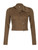 Grunge Cardigan Crop Top   Women’s Knitted y2k Full Ribbed Long Sleeves Skinny slim fit cropped Asymmetric Zip Up Vintage Harajuku Retro zipper Cardigans for woman in brown Stand turn-down collar cardigan sweaters womens Clothing Fall Chic