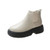 Chelsea Ankle Boots beige  Women’s Vegan Shoes Autumn Womens Designer Faux PU Leather Slip-on Platform Short Boot Footwear for trendy Woman