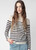 Crewneck Sweater 100% Cashmere  miteigi Women's Round o-neck Pullover Casual Knit Loose Fashion Tops for woman in apricot with dark navy blue stripes  Fall Autumn winter spring womens trendy fashion season ZADIG & VOLTAIRE style