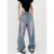Denim High Rise Jeans   miteigi Women's Vintage Blue Tie Dye High-Rise Waist classic Straight Pants Wide Leg Baggy Y2K Denim Trousers for Woman Korean Fashion Pants womens Streetwear Style