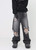 Straight Oversized Denim  miteigi Men&rsquo;s Retro Washed Torn Jeans Solid Color Ripped Baggy Hip Hop Destroyed Mens Wide Leg holed Pants for Man in black