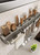 Stainless Steel Utility Rack    Multi-functional No-drilling Knife Holders Storage Chopsticks Utensils Basket Chopsticks Tube Wall-mounted Racks in gun Gray grey