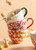 Breakfast Cup Ceramic    Large capacity floral oranges oatmeal water microwave heating milk coffee afternoon flower tea cups