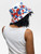 Reversible Osaka Expo 2025 Bucket Hat      Unisex anywear Men’s Women’s Japanese graphic elements Myaku-Myaku character Branded product petite, tall, plus size hats for man woman in white with red blue characters logo design pattern Summer accessories Anime Gifts Mens Womens Kansai Japan manga souvenirs headwear Getaway vacation holiday accessory