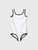 Toddler Swimsuit white    Girls solid color tank straps scoopneck swimsuits for girl in white with black trim design toddlers swimwear