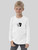 Kids Long Sleeve Crewneck T-Shirt white     Boys long sleeves 100% cotton crewneck T-shirts with Japanese black and white passport graphic round o-neck Tees children’s crew neck Tops