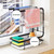 Kitchen Storage Rack Towel Sponge Drain Racks Rag Dishcloth Rack Bathroom Soap Carbon Steel Holder Sink Desktop Organizer in black.