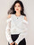 Sheer Sense Shirt   Women’s Fall Autumn fashionable versatile design spliced off long sleeves turn-down button collar shoulder shirts for woman Casual sweet women’s plus size party tops in white