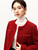 Tweed Jacket red     Women’s woolen texture long sleeve a round collar patch pockets button-up Jackets Outwear for woman Fall Autumn Winter straight fit sequins O-Neck elegant thick wool outerwear womens coats